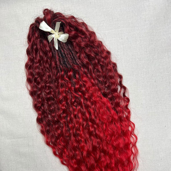 Red Ombre DE & SE Curly dreads, soft synthetic ombre wavy dreadlocks