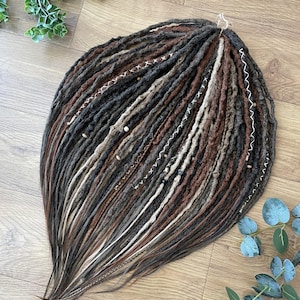 Viking dread extension, brown Synthetic dreadlocks set, DE dreads SET, crochet synthetic dreadlocks, double ended dreads, 23 Inches