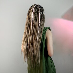 Beige blonde Bohemian dreadlocks and light pink dreads, Full set of soft and textured boho dreads, Сustom DE or SE, gift for girl or mom