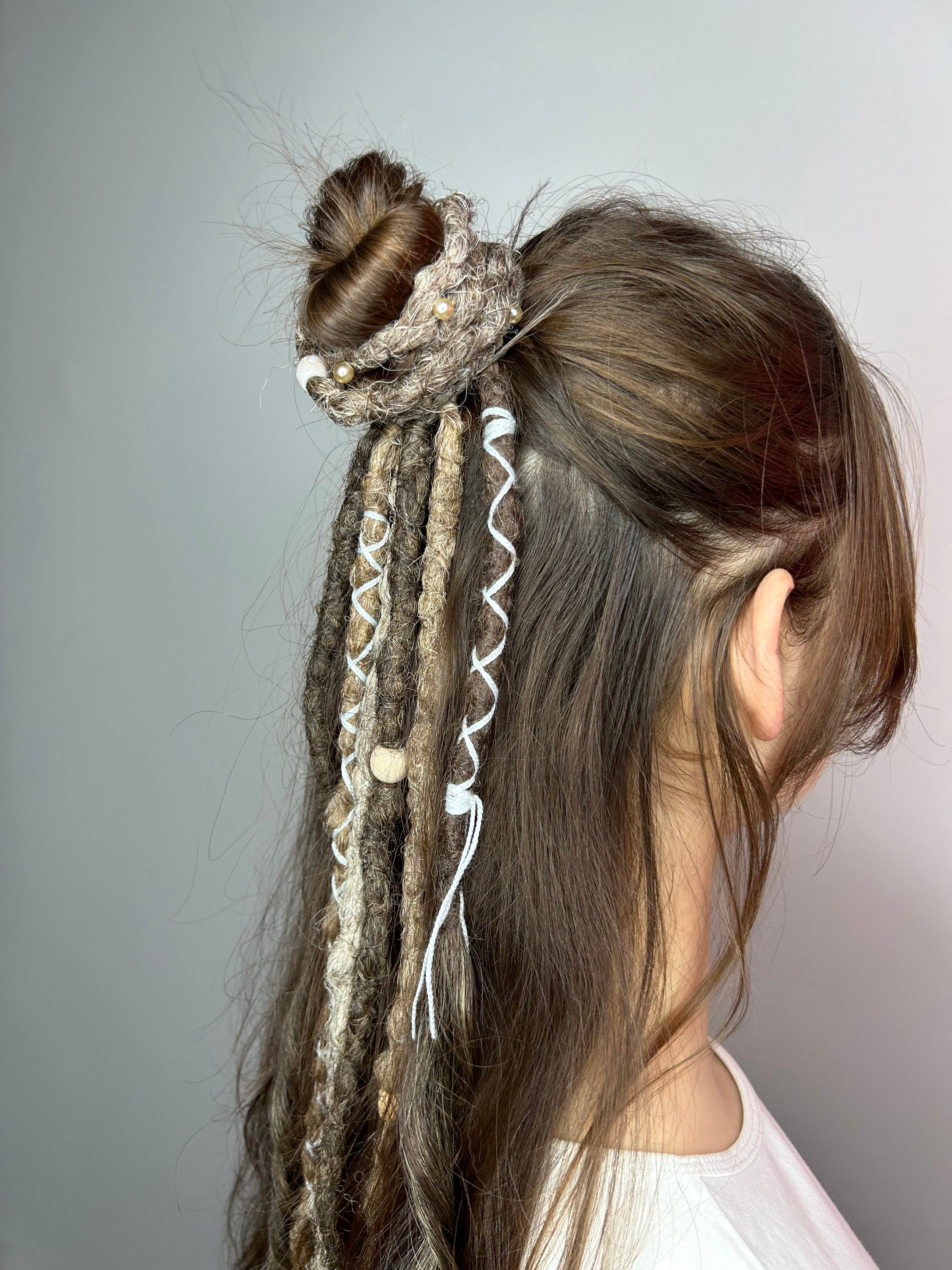 Blond Crochet Dreadlocks Ponytail Extension, Boho Viking 