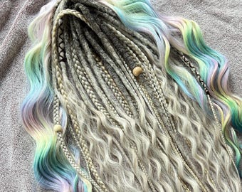Curly Synthetic Dreadlocks, Witchy Pastel Blonde DE Dreads  display picture 2