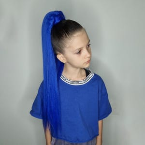 Ponytail Extensions blue, Festival Hair on Elastic Band, Synthetic Hair Extension on Hairband, Hair Wig, Hair Falls