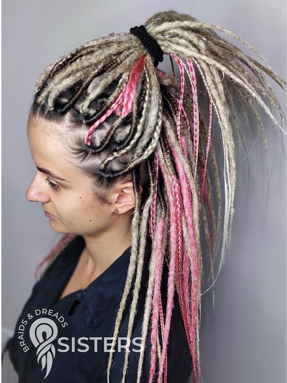 Blonde Pink Synthetic Dreadlocks, Festival Boho Hair  display picture 1