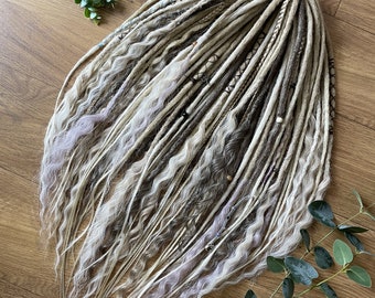 Ombre Blonde Dreadlocks, Synthetic Set, Viking DE or SE Dreads, Curly Crochet White Braids