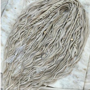Ash Blonde DE loose wave locks dreadlocks, Curly synthetic dreads extensions set, Boho soft long loose ends dreads, Easy comb wavy dreads
