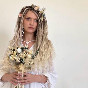 Synthetic Dreads with curly Wavy ends, Ombre Blonde, Ready to Ship, Perfect for Brides, Festivals, Boho Styles, Unique Hair extensions