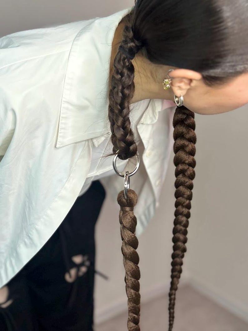 Brown Synthetic Braids Ponytail Extension, Ring Attachment - Etsy