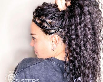 Black Curly Dreads: Long Soft Synthetic Waved DE & SE Dreadlocks Extensions, Boho Festival Hair, Viking Braids, Reusable Lightweight Locs