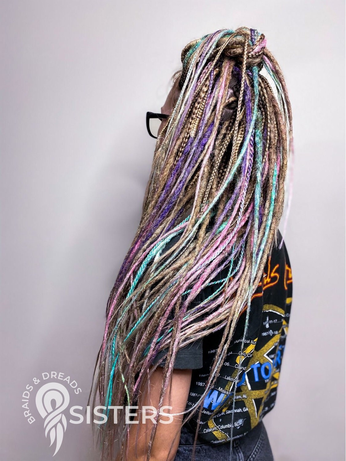Box Braids with Classical Dreads Purple Brown Color, Smooth dreadlocks