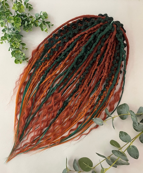 Long crocheted red green dreadfall lock ponytail myhairandstuff | Accessories | Long Crocheted Red Green  main image 3