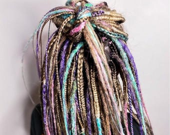 Blonde Pink Purple Crochet Dreads, Synthetic DE Braids Set