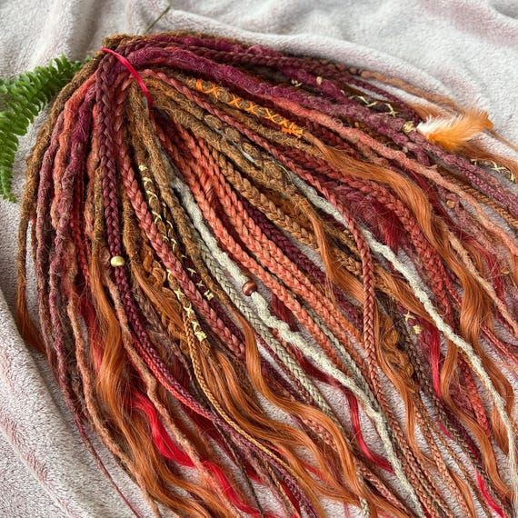 Boho Dreadlocks, SE & DE Hair Extensions Rust, Burgundy  display picture 1