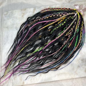 Black Curly dread extension full set, Colorful Synthetic dreadlocks set, DE curly, double ended dreads for festival style, 23 In