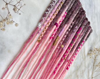 Ombre Pink Synthetic Dreadlocks Extensions, Boho Crochet Hair