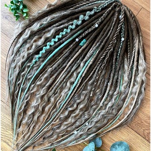 Viking dread extension, Synthetic Ombre dreadlocks set, DE dreads SET, crochet synthetic dreadlocks, curly, brown double ended dreads, 23 In