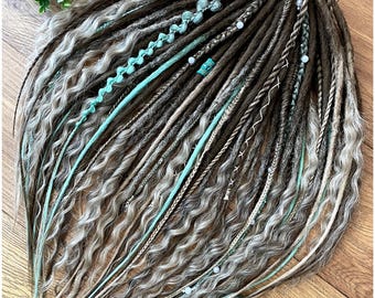 Ombre Brown Curly Dreadlocks, Synthetic Viking Hair Extension Set, DE Dreads