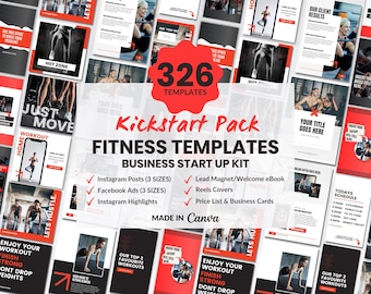 Fitness-Vorlagenpaket Canva Social Media Instagram Fitness-Vorlagenpaket Post, Story, E-Book, Rollen, Lead-Magnet für Trainer, Fitnessstudios, Trainer
