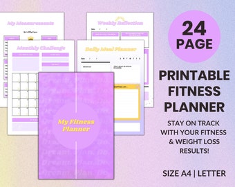 Weight Loss Tracker, Fitness Planner | Women's Printable Health Journal with weight loss chart, nutrition tracker, health and fitness diary
