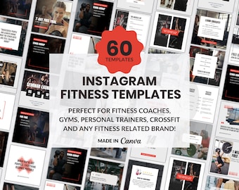 Fitness Instagram Templates Canva Social Media Post for Gyms, Crossfit, Personal Trainers, Fitness & Sport