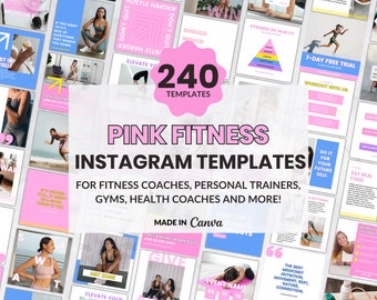 Fitness Instagram-mall Rosa Canva Mallar för sociala medier för fitnesscoacher Personlig tränare Gym Sportcoacher Hälsocoach Näringslära