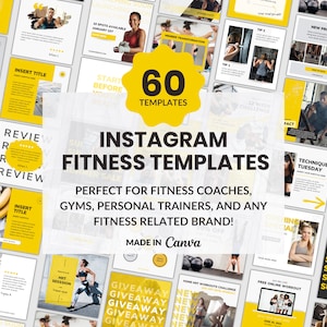 Fitness Instagram Vorlage Canva Vorlagen Social Media Posts für Gym, Sport, Personal Trainer, Online Coaches, Gesundheitscoach,