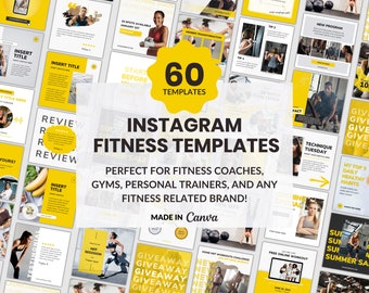Fitness Instagram-sjabloon Canva-sjablonen Sociale mediaposts voor sportschool, sport, personal trainer, online coaches, gezondheidscoach,