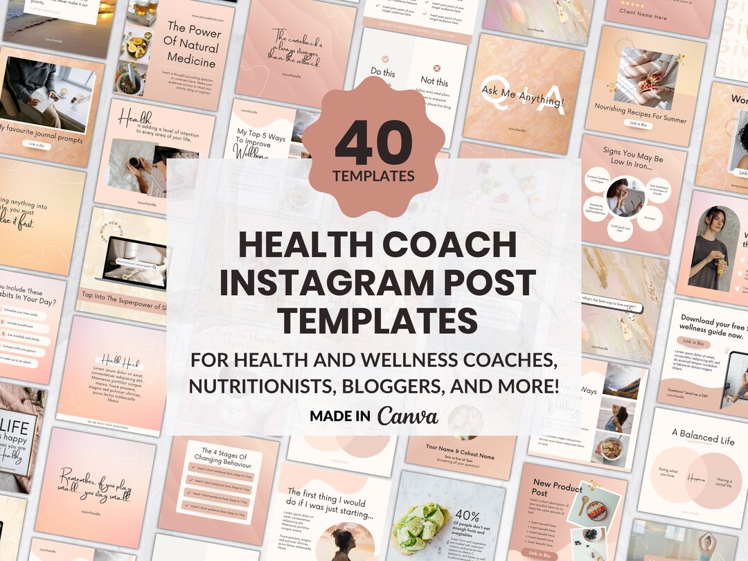 Health Coach Instagram Template Canva Templates for Social Media for ...