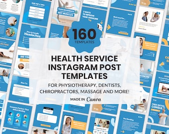 Physio Instagram Template Social Media Canva Templates Posts for Physiotherapists Health Coach Chiropractor Dentist Doctor