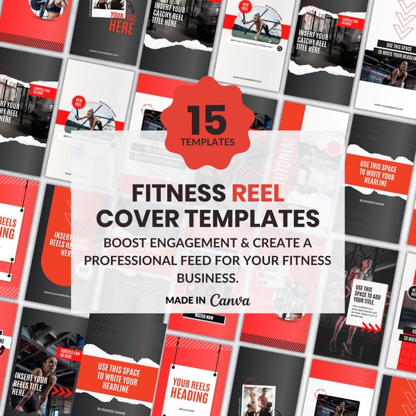 Modèles de couverture de bobine pour le fitness Modèle d'histoire de bobines Instagram Canva pour médias sociaux pour les salles de sport, le fitness, les entraîneurs en ligne, les sports et les entraîneurs
