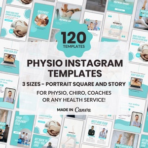Physio Instagram Template Canva Template Social Media Template for Physiotherapists, Health Coach, Health, Chiro, Dentist, Doctor