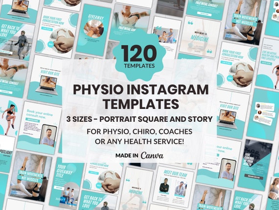 Physio Instagram Template Canva Template Social Media Template for Physiotherapists, Health Coach, Health, Chiro, Dentist, Doctor