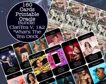 Oracle Cards, Deck Bundle, ClariTea Vol. 1&2 Printable Oracle Deck, Digital File 160 Cards, What's The Tea, Situations Oracle Deck, Tarot