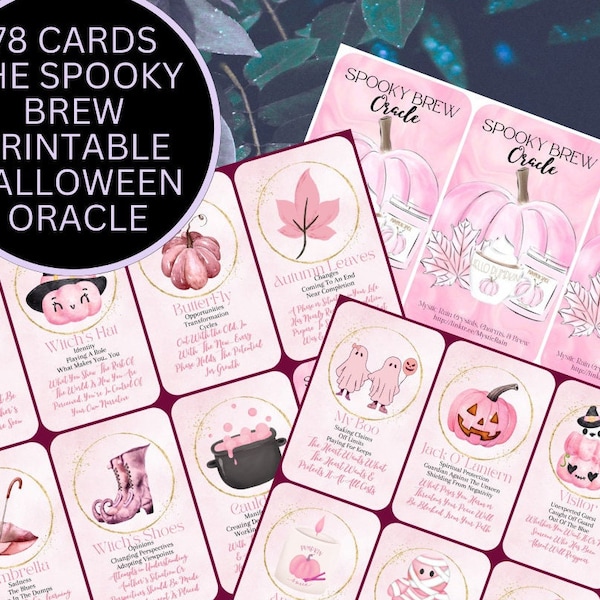 Oracle Cards, The Spooky Brew Oracle Deck, Digital File 78 Printable Cards, Halloween Tarot, Autumn Tarot Oracle Deck,Tarot,halloween oracle