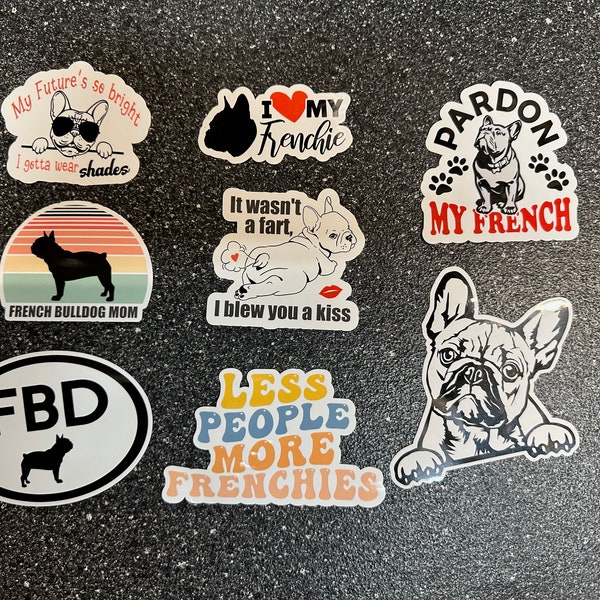 French Bulldog Stickers • Frenchie stickers • Dog stickers • Water bottle stickers • Laptop Sticker • Frenchie Mom Sticker *