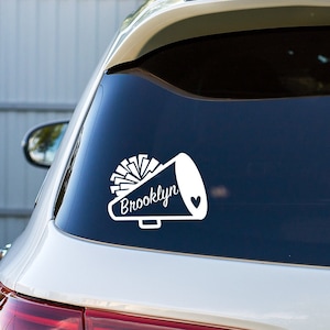 Personalized Cheer Car Decal • Cheerleader Decal with Name • Custom Cheer Decal • Cheer Sticker for Car • Cheer Megaphone with Name •