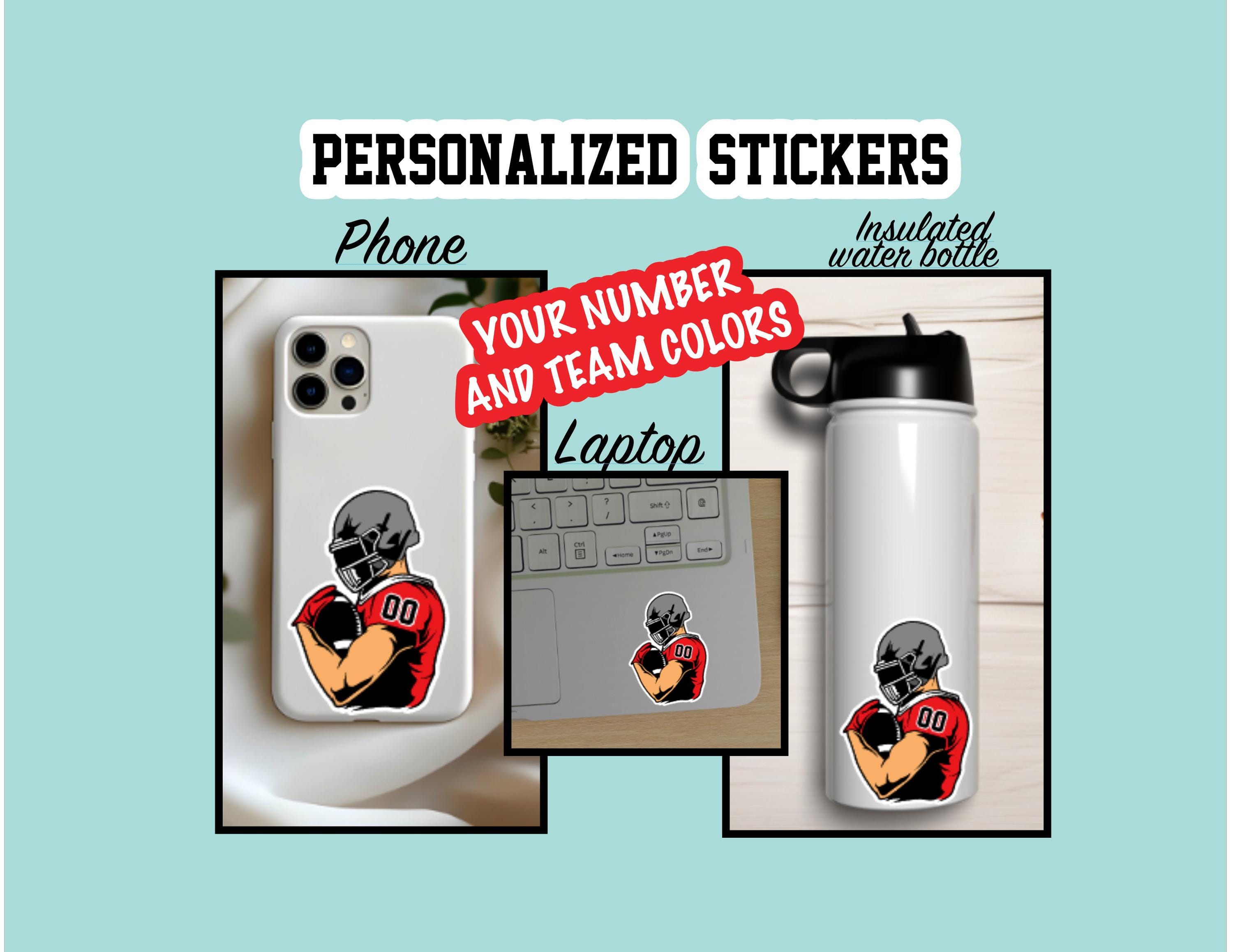 Personalized Football Sticker: Water Bottle, Laptop, Phone - Etsy
