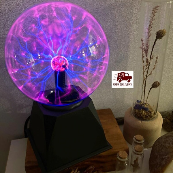 Magic Plasma Ball Electric Lamp | 8 Inch sound control | LED Night Light| Electric Lamp Touch Glass | Fun Science Desk Light | Physics Gift