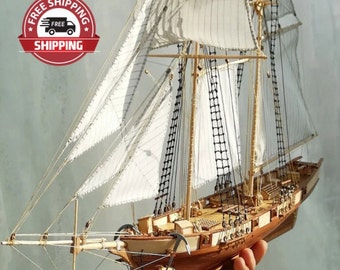 New Halcon Wooden Sailing Boat Model DIY Kit Ship Assembly Decoration Gift 1:100 