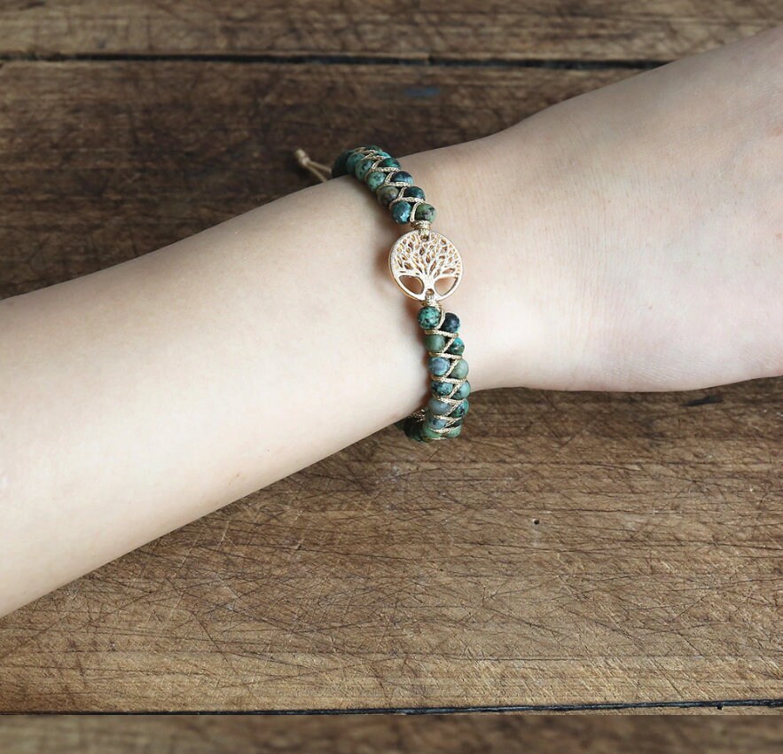 Bracelet 4mm Beads Tree of Life Charm Bracelets Jasper - Etsy