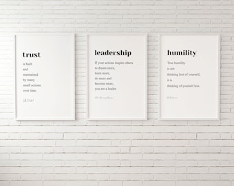 Office Quotes Prints, Office Printable Wall Decor, Leadership Quote, Trust, Humility, Motivational Quotes Office Wall Art, Business Quotes