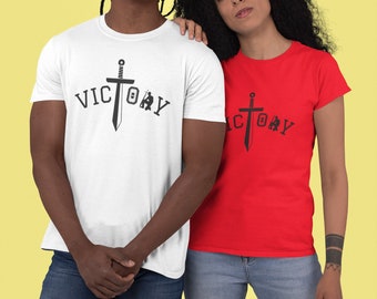 Tee Shirt 'VICTORY'  Print  Gift for her. Gift for Him, Gift for Her.  100% cotton. Other colours available on request