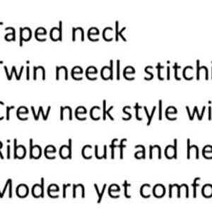 Op de afbeelding: Belangrijkste kenmerken: Getapete hals, tweenaaldstiksel voor duurzaamheid, ronde hals met ingestoken mouwen, geribbelde manchetten en zoom en halslijn, moderne maar comfortabele pasvorm.