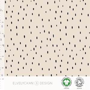 Organic Seeds in Creme, Jersey KNIT Fabric, Elvelyckan Designs, Fabric for kids, t-shirt fabric, Leggings, Organic GOTS Certified