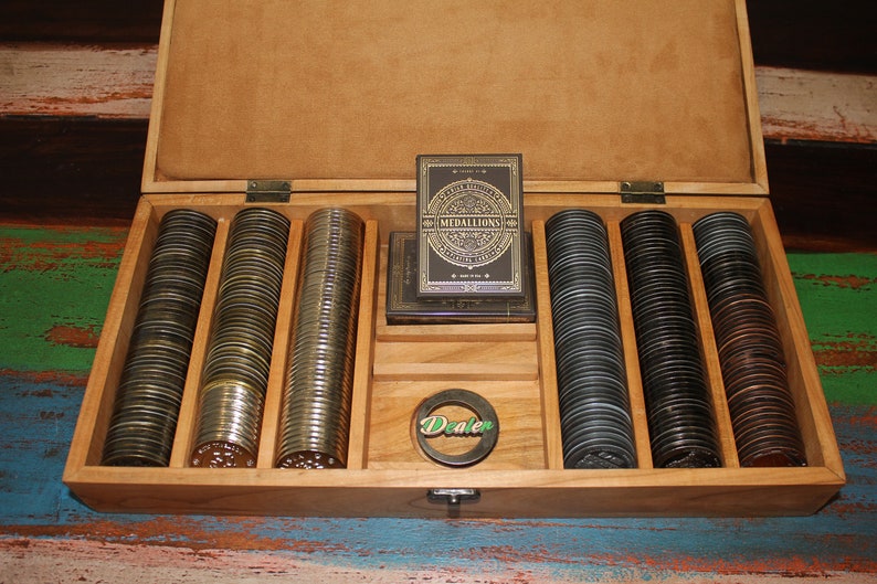 Personalised Metal Poker Chips With Handmade Hardwood Poker Etsy