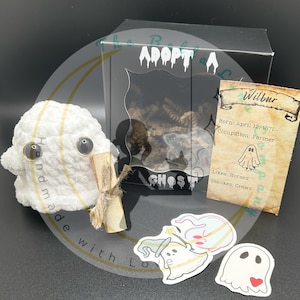 Adoptez un fantôme, fantôme d'animal de compagnie, remplisseur de panier de huées, peluche de panier de huées, cadeau d'Halloween pour enfants, adoptez un mini, copain de bureau, animal de compagnie inquiet, compagnon d'esprit