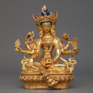 Himalayan Vasudhara Figurine | Handcrafted Copper Statue | Goddess of Abundance and Prosperity | Spiritual Altar Decor | Made in Nepal