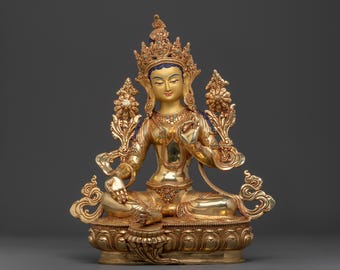 Green Tara Compassion Statue | Buddhist Goddess of Protection Sculpture | Sacred Meditation Altar Decor | Spiritual Art