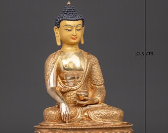 釈迦牟尼仏 仏像 置物 仏教美術 インテリア 釈迦牟尼仏像 | 24K金鍍金銅像 | 手作り仏教美術彫刻 | スピリチュアル