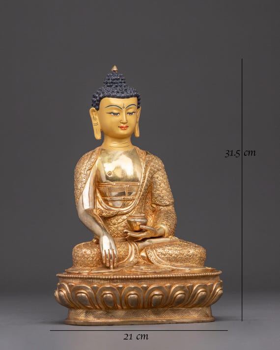 釈迦牟尼仏像 | 24K金鍍金銅像 | 手作り仏教美術彫刻 | スピリチュアル