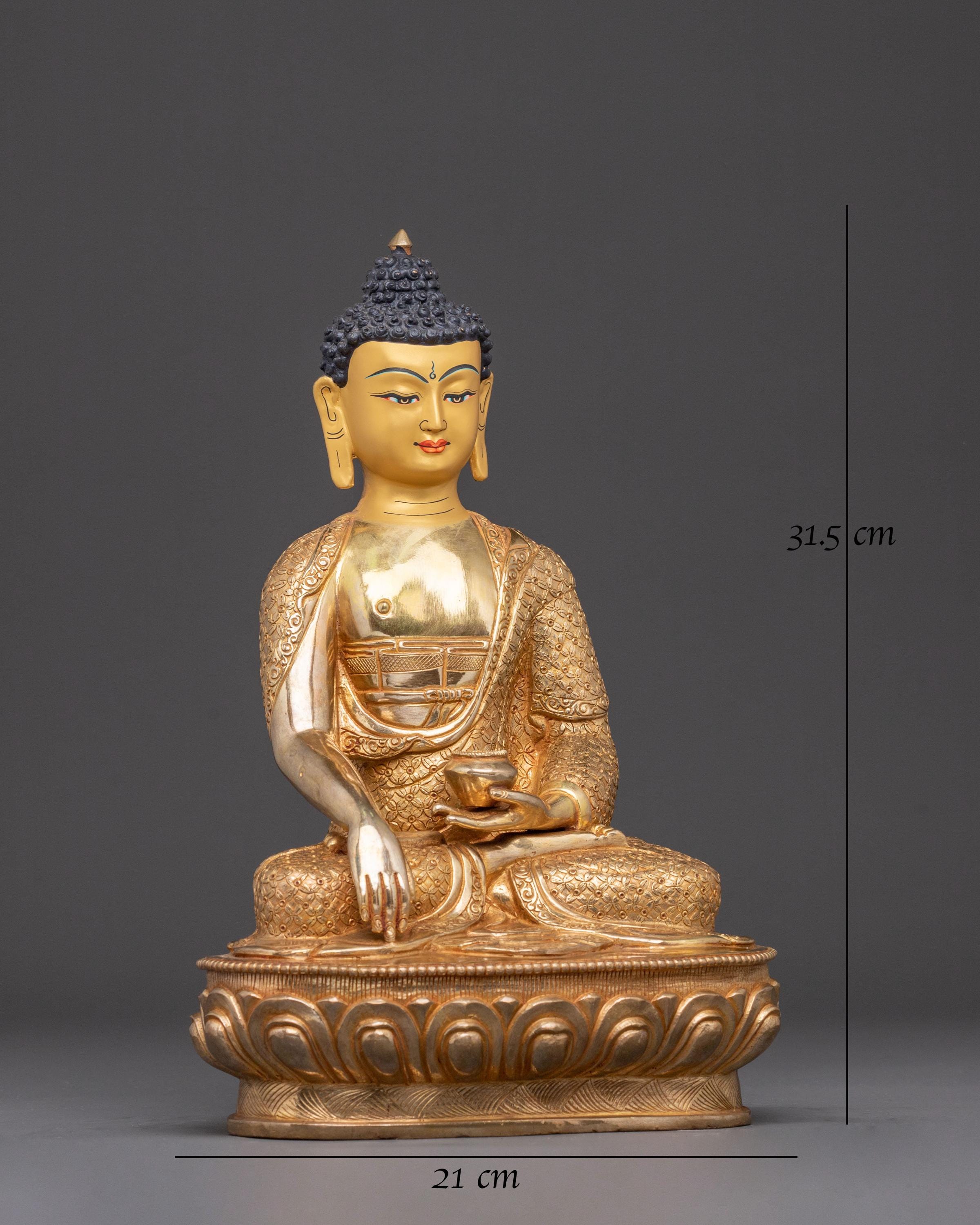 釈迦牟尼仏像 | 24K金鍍金銅像 | 手作り仏教美術彫刻 | スピリチュアル